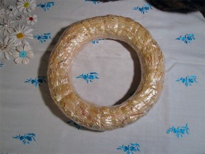 Straw Wreath Wrapped in Plastic