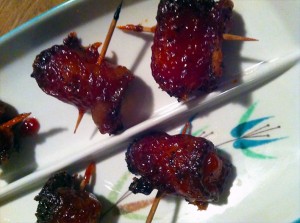 Bacon Wrapped Water Chestnuts - Close-up View